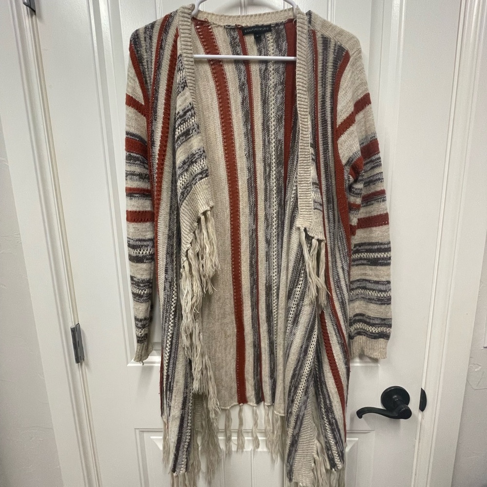 Signature Studio Cream and Orange Striped Cardigan